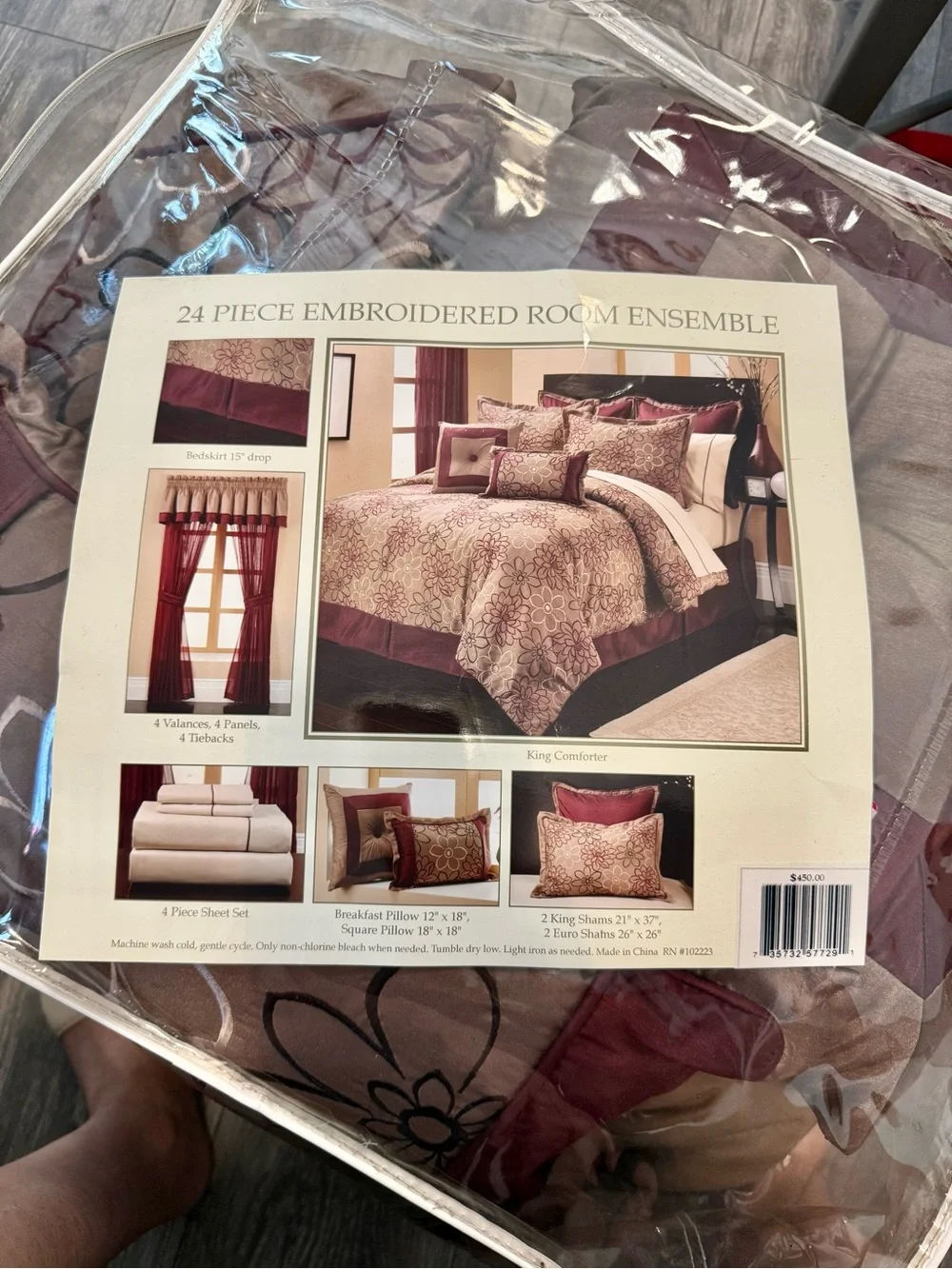 Madison Park king embroidery Floral Comforter Set with Burgundy Accents nwt